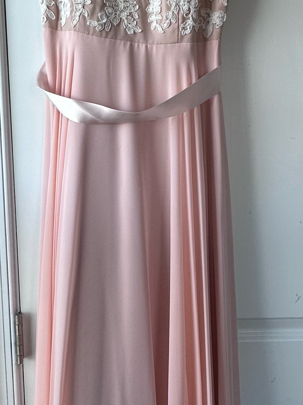 Impressions Dusty Blush Lace Bodice Chiffon Gown